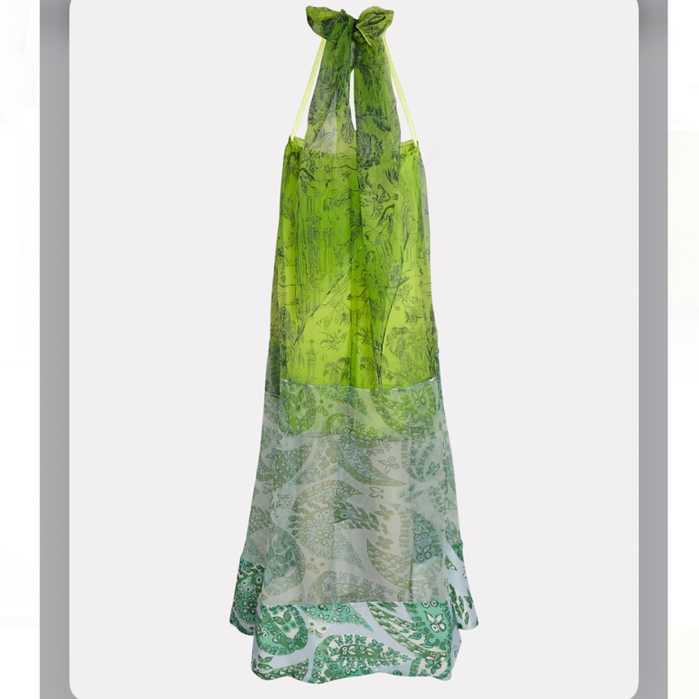 Rare STAUD Neem Printed Georgette Organza Sequined Hem Maxi Dress Unique - Picture 3 of 12